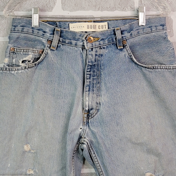 Arizona Jean Company Boot Cut Y2K Wide Leg Thashed Patched Jeans Men's 32 - Picture 4 of 16